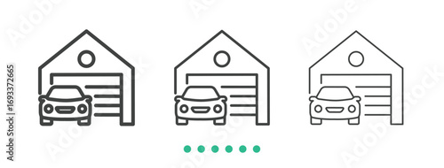 Car garage icon. Thin line icon vector
