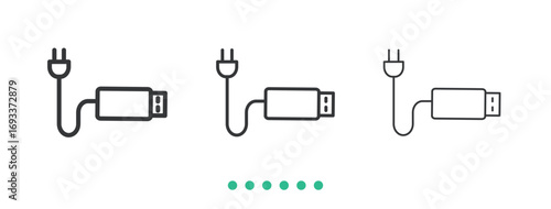 Charging cable icon. Thin line icon vector