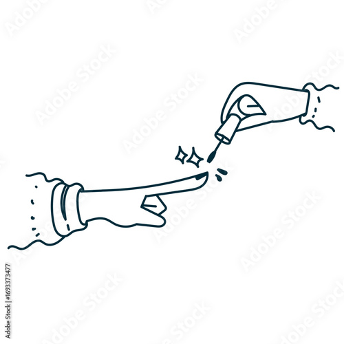 nail polish pedicure in doodle hand drawing cartoon