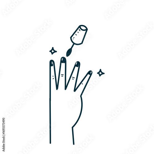 nail polish pedicure in doodle hand drawing cartoon