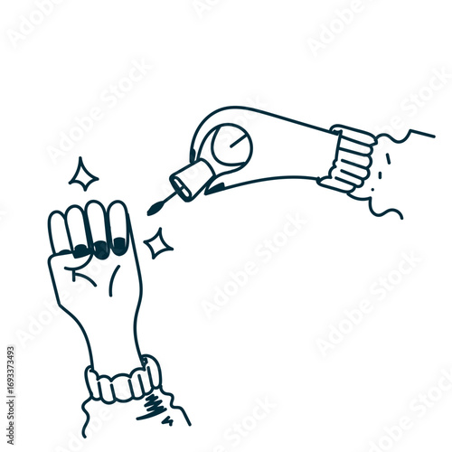 nail polish pedicure in doodle hand drawing cartoon