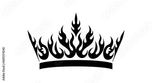 Elegant vector illustration of a stylized crown with flame-like details, isolated on a white background, perfect for graphic design and decorative applications.