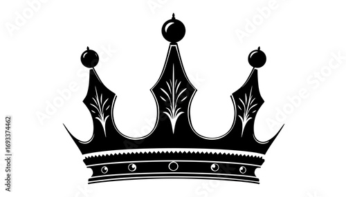 Vector illustration of a majestic black crown, perfect as a PNG for logos, emblems, or design projects needing a royal touch.  Download this high-quality crown vector for your creative needs.