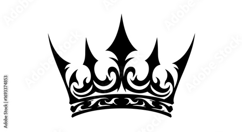 A detailed vector illustration of a stylish black crown, rendered in PNG format, perfect for regal designs, logos, and various creative projects requiring an emblem of royalty and prestige.