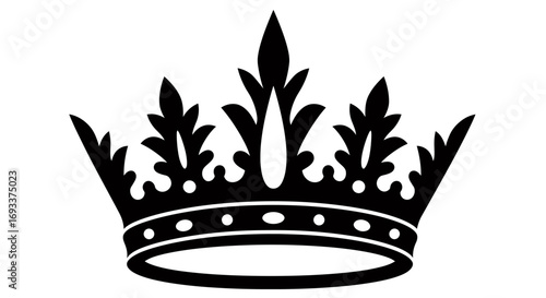Elegant black vector crown silhouette, a symbol of royalty and authority, perfect for graphic design projects requiring a regal touch.