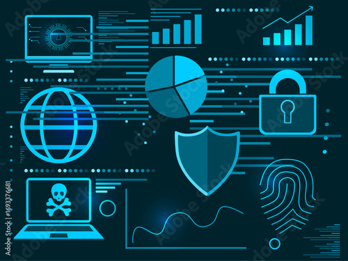 digital cyber abstract background with padlock protection