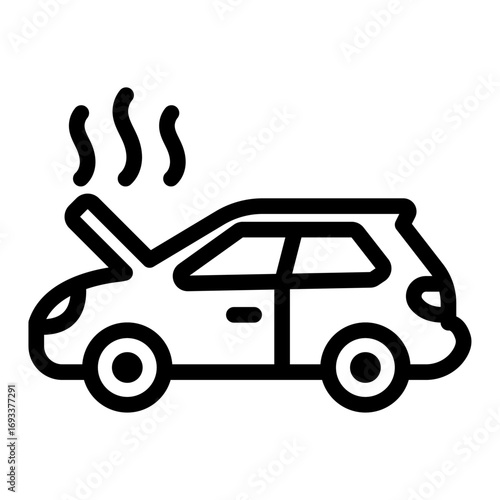 Overheating Car Line Icon of Car Parts & Maintenance Icon Set