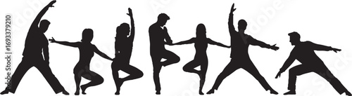 Dynamic Fitness and Yoga Poses Silhouettes Collection