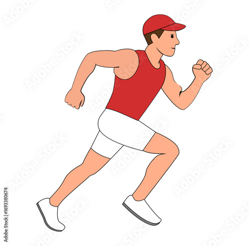 Cartoon Athlete Running In Competition Simple Logo Design Icon Digital