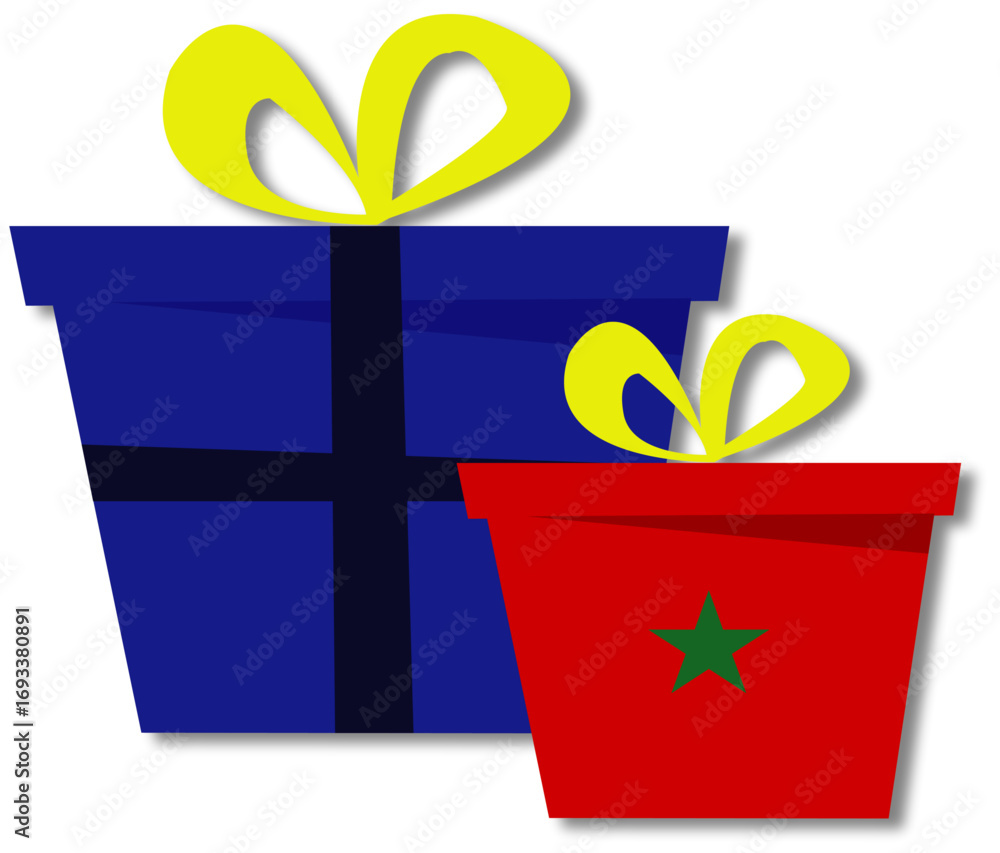 Set of boxes for christmas with white background