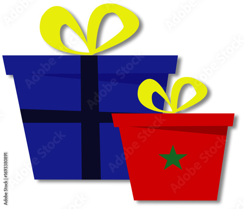 Set of boxes for christmas with white background