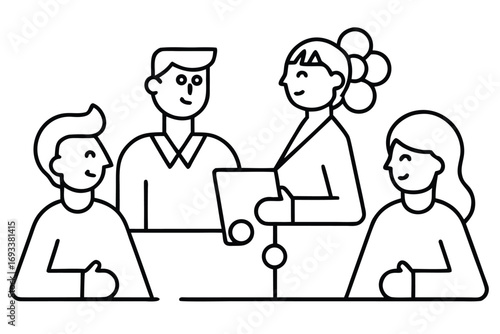 simple-line-illustrations-of-team-collaboration-an.