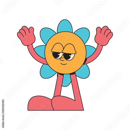 Flower peace mascot retro character cartoon illustration