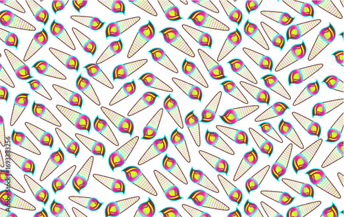 Ice cream pattern. Colorful ice cream pattern background. Ice cream doodle pattern background. Seamless pattern of ice cream. 