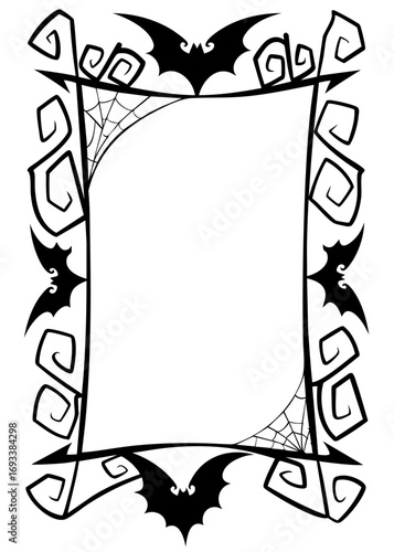 Gothic Halloween frame with bats and spider webs
