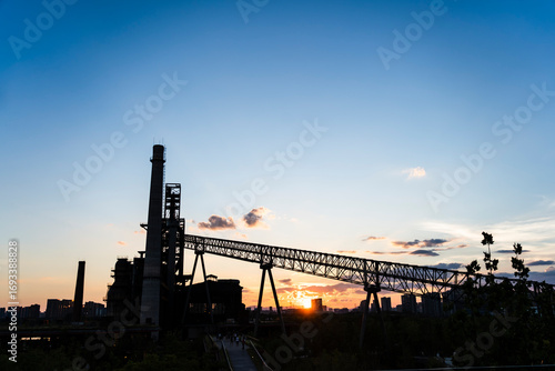 The steel factory at sunset
