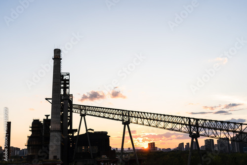 The steel factory at sunset