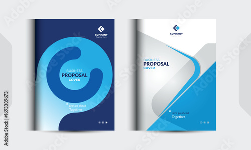 Wallpaper Mural Blue Proposal cover Design Template concepts are adept for corporate Business	 Torontodigital.ca