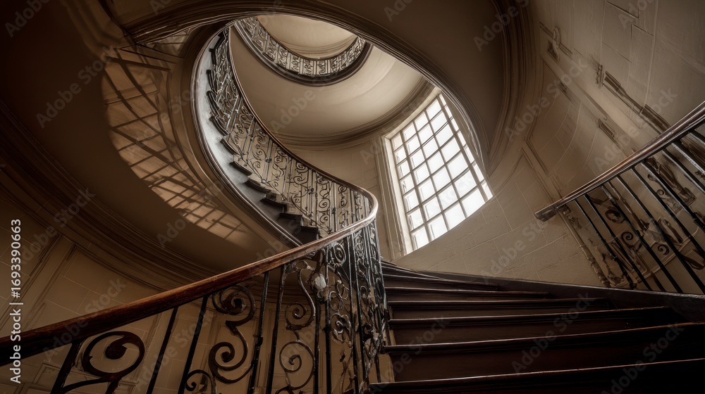 Obraz premium Spiral staircase in old building