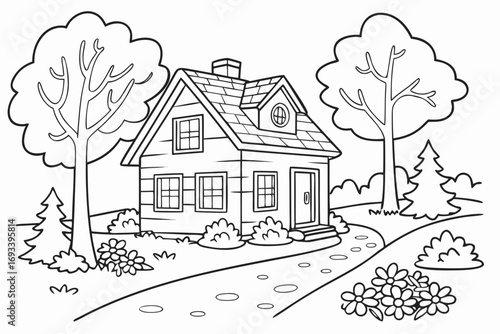 House and nature model  black vector