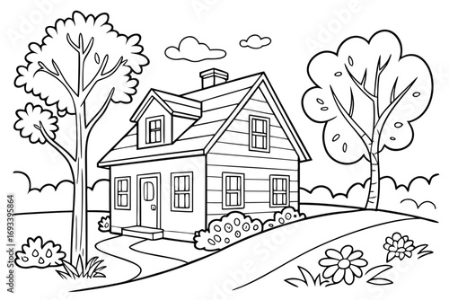 House and nature model  black vector