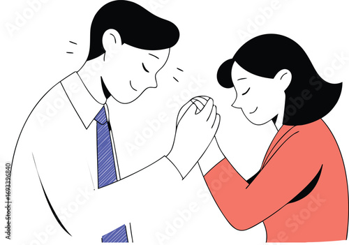 Man and woman holding hands in a bus vector illustration scalable eps icon people together white background