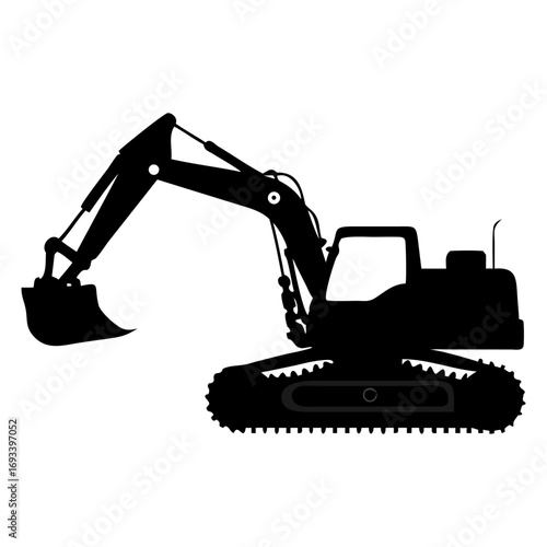 A excavator full black silhouette vector illustration design