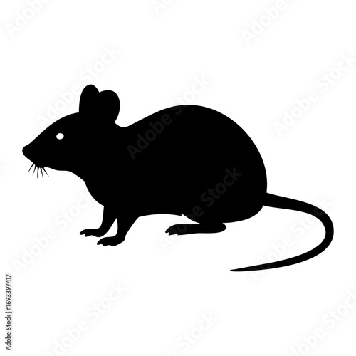 A mouse full black silhouette vector illustration design