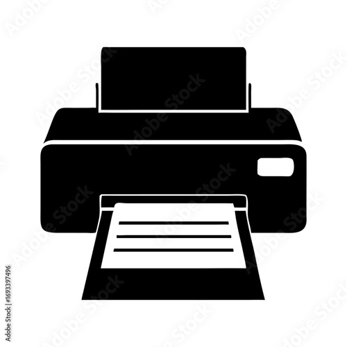 A printer machine full black silhouette vector illustration design