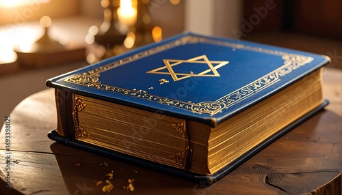 Book on Wooden Table in Warm Light