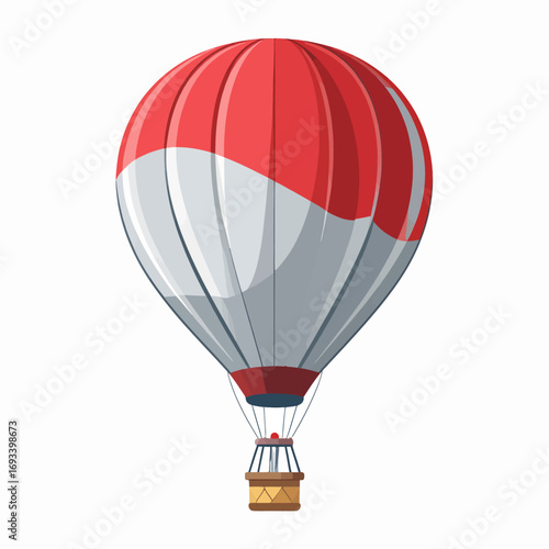 Red and White Hot Air Balloon Illustration Isolated on White Background for Travel and Adventure Concepts
