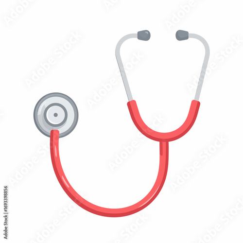 Red Stethoscope Medical Tool for Diagnosis and Healthcare Professionals