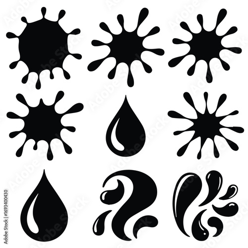 Collection of black ink blot