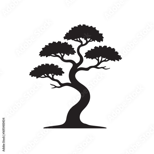 Bonsai tree silhouette vector illustration