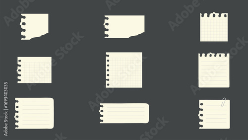 9 Beige Ripped Paper Notebook Pieces