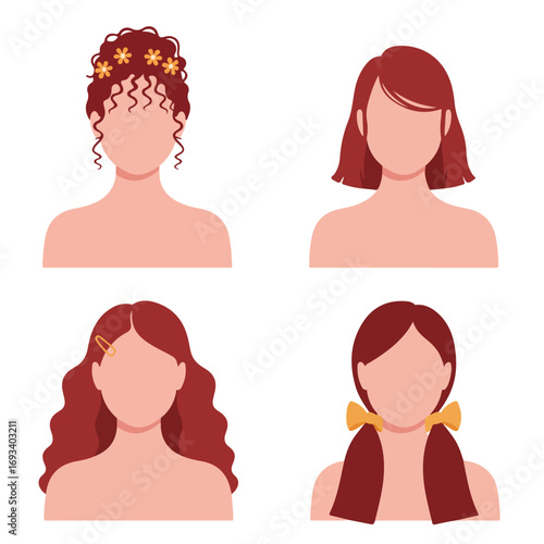 Set of womens hairstyles for beauty salons