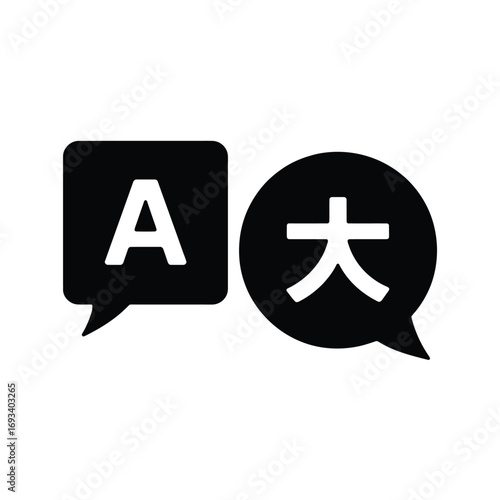 Speech bubbles with letters representing language translation