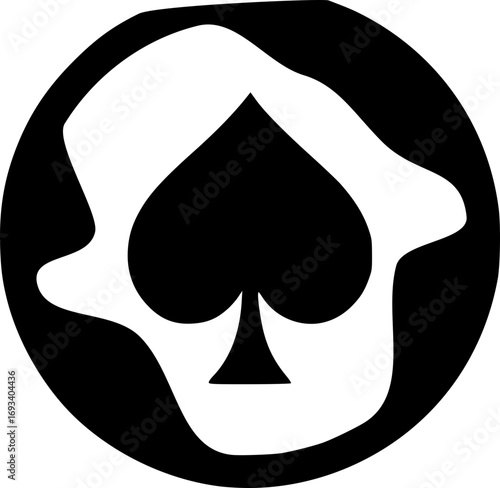 Minimalist black and white vector icon of a poker symbol, clean lines, modern style, scalable, perfect for stickers, logos, games, or digital use.