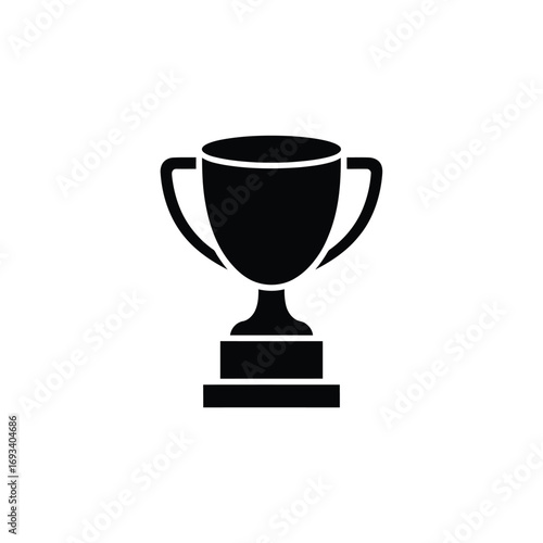 Simple black silhouette of a trophy cup on a pedestal