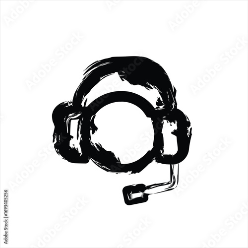 Hand Drawn Brush Stroke Dirty Art Symbol Icon Sign Isolated On White And Black Background  