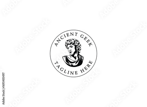 caesar head logo greek god vector illustration design. Ancient geek logo design