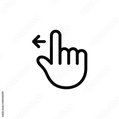 Simple line icon of a hand swiping left