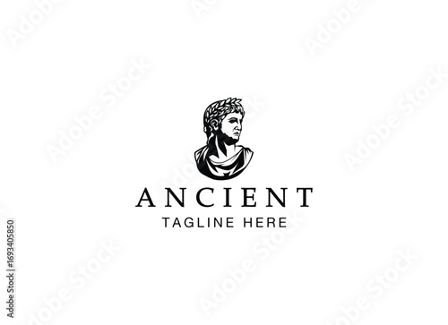 caesar head logo greek god vector illustration design. Ancient geek logo design