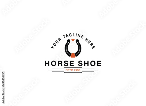 Vintage horse shoe texas style logo design. Vintage horse shoe logo design template