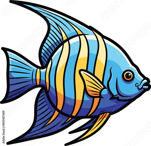 Vibrant Cartoon Illustration of an Angelfish