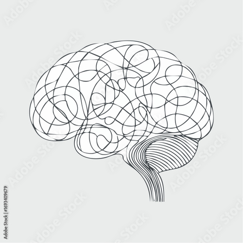 Complex messy connected lines as concept of chaos solving. Process of problem simplifying in mind.