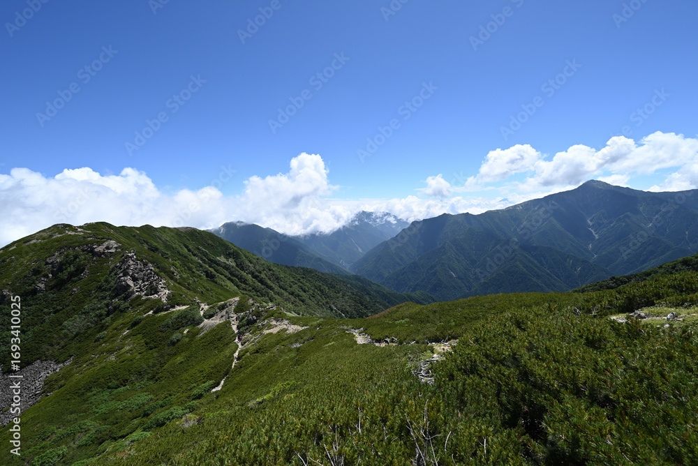 Fototapeta premium Climbing Mount Senjogatake Yamanashi, Japan