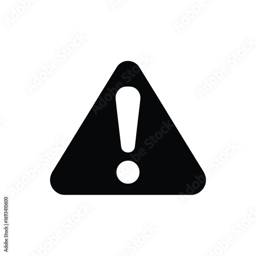Black exclamation mark warning sign on white background
