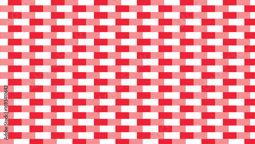 Classic red and white gingham checkered fabric pattern background