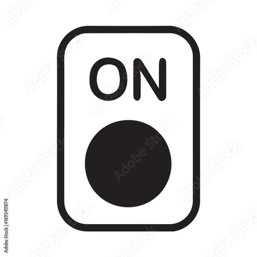 Vector artwork featuring a simple on off switch, displayed in black and white with bold outline, providing clean minimal style for creative projects.
